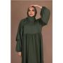 Abaya Prestige avec Hijab/Châle Intégré - Vert Kaki - 2 pièces - Taille unique